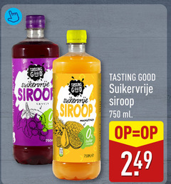  limonadesiroop 750 tasting good suikervrije cassis siroop multifruit suiker calorie ml 