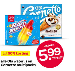  ola waterijs ijscornets 2 50 classico cornetto multipacks stuks 5.99 