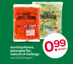  ijsbergsla gesneden wortel julienne fijn naturel melange zak 100 200 
