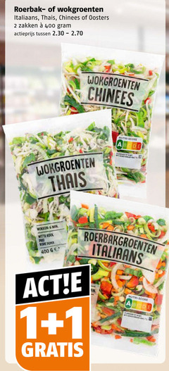  groentenpakket 1 2 6 400 roerbak wokgroenten italiaans thais chinees oosters zakken actieprijs nutri score wokken min witte kool rode peper ge roerbakgroenten 
