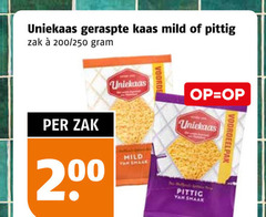  uniekaas geraspte kaas 200 mild pittig zak 250 