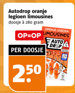  autodrop snoep 250 oranje doosje auto drop 
