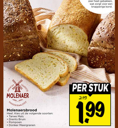  brood gebakken knapperige korst traditie molenaer molenaersbrood volgende soorten tarwe pompoen drents bruin donker meergranen stuk 1 99 