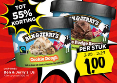  ben and jerrys ijsspecialiteit 55 100 spook diepvries fairtrade cookie dough vanilla ice cream with chunks chocolate chip ijs soorten ml spoon inside stuk 