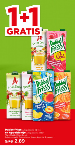  appelsientje dubbelfrisss fruitdrank 1 2 30 100 fruit drink vleugje zuivel mango mangue dubbel frisss framboos cranberry goudappeltje pomme volle fruitige minder appel perzik verfrissend boordevol sinaasappel mandarijn pakken 5 liter boost 