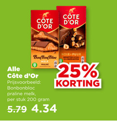  cote d or chocolade 25 200 bonbon bloc bonbonbloc praline melk stuk noir puur noisettes hazelnoten 
