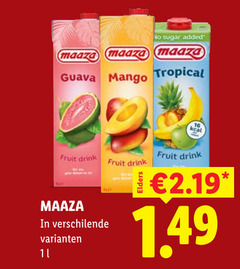  maaza fruitdrank 11 sugar added guava mango tropical fruit drink 