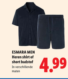  esmara men heren shirt short badstof maten 