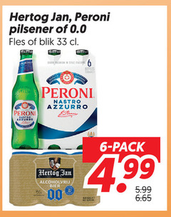  hertog jan peroni alcoholvrij bier blikjes 6 33 330 pilsener 0.0 fles blik peren premium stile italian bottles superior nastro azzurro 00 pack 5.99 