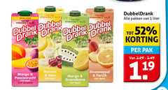  dubbeldrank fruitdrank 1 19 nieuwe rijk vitamine dubbel drank mango passievrucht appel fruit sensatie banaan kers guanabana sinaasappel perzik pakken liter pak 