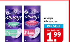  always inlegkruisjes maandverband 18 30 daily fresh normal perfume unscented pantyliners duft soft like cotton doux classic scented soorten stuk 