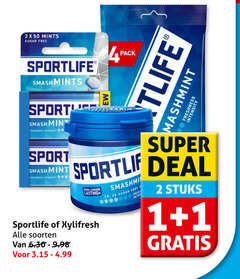  xylifresh sportlife kauwgom 1 2 50 mints sugar free smash sport mint freshness intensity pack super deal longer lasting soorten ca. stuks 