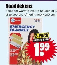  2 160 210 warmte vast voeren cm one emergency blanket to cool pack elders 3.99 