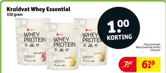  11 100 330 kruidvat whey essential protein sugar vanilla strawberry flavour spierkracht herstel la croissance servings spiergroei banana pour force croissa 