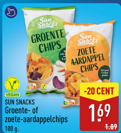  chips 100 sun snacks groente zoete aardappel licht gezouten krokant gebakken cent nation aardappelchips 