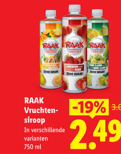  raak limonadesiroop 750 sirop fruits aardbeien zero sugar fraise reine claude vruchten siroop ml 