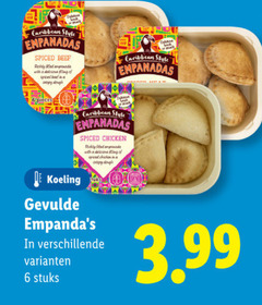  snacks 6 caribbean style empanadas spiced beef richly mad empanada with dough koeling chicken crispy gevulde stuks 3.99 