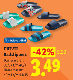  herenbadslippers damesbadslippers lidl.nl crivit badslippers damesmaten 36 40 herenmaten 44 45 5.99 