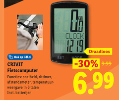  fietscomputer 6 12 19 lidl.nl crivit functies snelheid afstandsmeter temperatuur weergave talen batterijen clock draadloos mode 