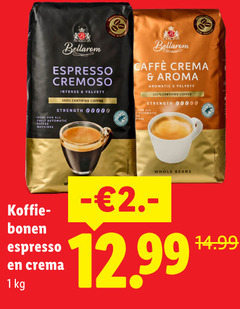  bellarom koffiebonen 1 100 espresso cremoso intense velvety certified coffee strength for all automatic caffee crema aroma aromatic koffie bonen whole beans 