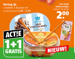  hertog ijsspecialiteit 1 2 200 ijs bakken 825 ml actieprijs 5.99 poell ijshoorntjes pakje drie chocolades 