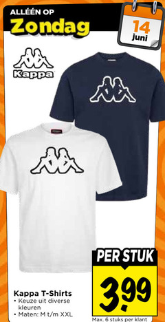  heren t-shirt 6 14 kappa juni stuk 3.99 shirts kleuren maten xxl stuks 