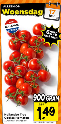  trostomaten 6 17 woensdag hollandse boeren juni tros cocktailtomaten xl schaal 3.99 stuks 