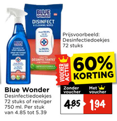  blue wonder allesreiniger vochtige schoonmaakdoekjes 60 750 disinfect cleaning wipes stuks reiniger ml stuk voucher 