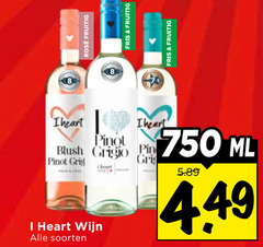  i heart witte wijn rose 750 fruitig fris pinot blush grigio soorten ml 