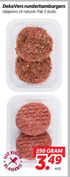  hamburgers 2 250 deka vers runderhamburgers jalapeno naturel pak stuks slagerij 
