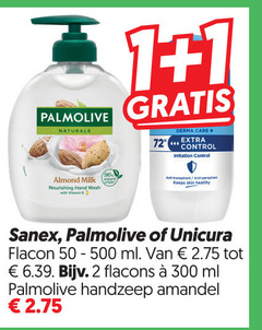  unicura sanex palmolive douchegel handzeep 1 2 300 naturals derma care control irritation almond milk nourishing hand wash with vitamin anti transpirant anti-perspirant skin healthy flacon ml amandel 