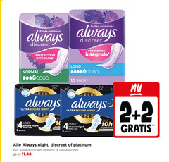  always maandverband inlegkruisjes 2 4 8 10 40000 fuites urinaires discreet protection normal voile delicate serviettes ultra secure night wings pads longue la platinum verband 