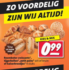  broodjes kaiserbroodjes croissants petit pains 4 vers oven roomboter mix tijgerbollen wit bruin stuks 