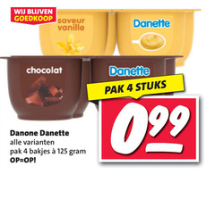  danette toetje 4 vanille chocolat saveur danone pak bakjes stuks 