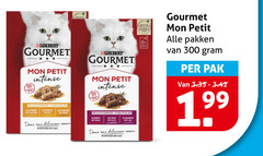  gourmet kattenvoer 300 xpurina petit intense stukjes poulet canard sauce rund pakken pak 