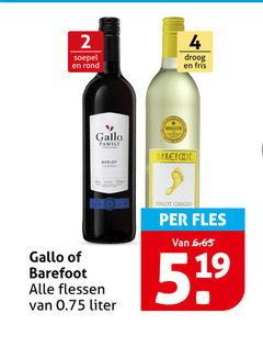  barefoot gallo rode wijn witte 2 4 soepel rond droog fris family merlot flessen liter pinot grigio fles 