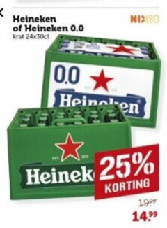  heineken 0.0 krat bier 25 
