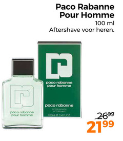  paco rabanne aftershave 100 pour homme ml heren apres rasage 100ml 