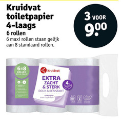  kruidvat huismerk toiletpapier 3 4 6 8 200 rollen maxi 90 rouleaux slimmer verpakt zacht doux papier hygieenique lagen 