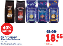  movenpick alberto koffiebonen 1 40 100 1860 caffee crema espresso switzerland intensa gusto italiano art barista kaffee hochland arabica la gioia vivere zak kilo intensive aromatisch 