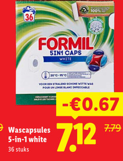  formil wasmiddel 1 5 20 36 100 5-in-1 caps white schone witte pour linge blanc impeccable verwijdert enleve les taches wascapsules stuks 