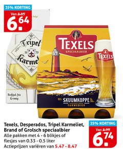  karmeliet texels desperados brand grolsch speciaalbieren 4 6 16 25 60 belge tripel speciaalbier verfijnd fris romig skuumkoppe karaktervol donker tarwebier 6x pakken blikjes liter varieeren 