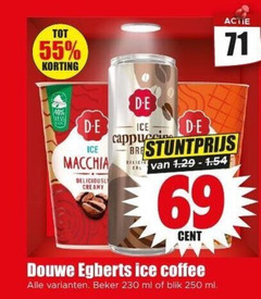  douwe egberts ijskoffie 55 69 250 ice cappuccino macchiato creamy cent coffee beker ml blik 