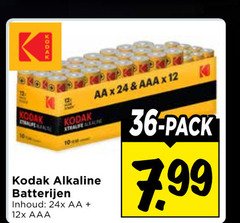  10 12 24 36 kodak aa aaa alkaline batterijen inhoud 12x pack 