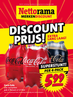  coca-cola cola 4 22 26 28 week maandag juni discount lang laag coca calories recycle original refreshing pak flessen 1 5 liter 6x aanbieding pack 