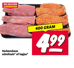  400 varkenshaas schnitzels lapjes 