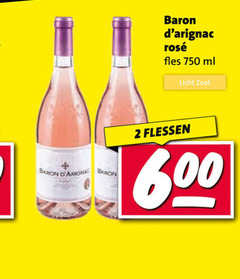  2 600 750 baron rosee fles ml licht zoet flessen 