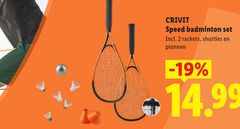  2 crivit speed badminton rackets shuttles pionnen 