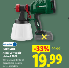  2 4 20 parkside online accu pistool verfreservoir ml capaciteit min sproeiers 