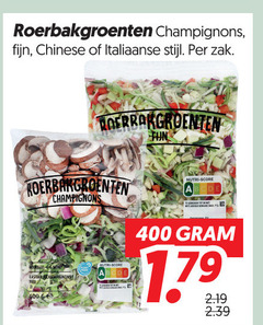  400 roerbakgroenten champignons fijn chinese italiaanse stijl zak fun nutri score 